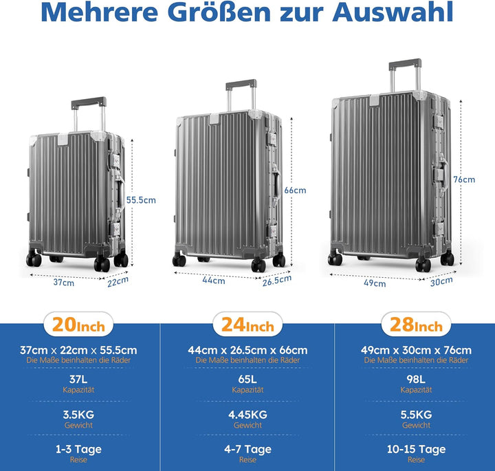ALPHA CAMP Koffer Grösse XL Reisekoffer Leicht Hartschalenkoffer Polycarbonat 98L Luggage Suitcase m