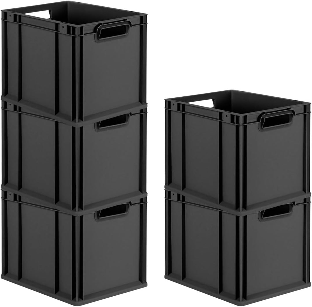 PROREGAL Eurobox NextGen Grip | HxBxT 32x30x40cm | 30 Liter | Griffe offen | Schwarz | Eurobehälter,