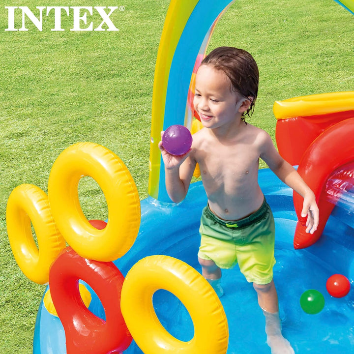 Intex Rainbow Ring Play Center - Kinder Aufstellpool - Planschbecken - 297 x 193 x 135 cm - Für 3+ J