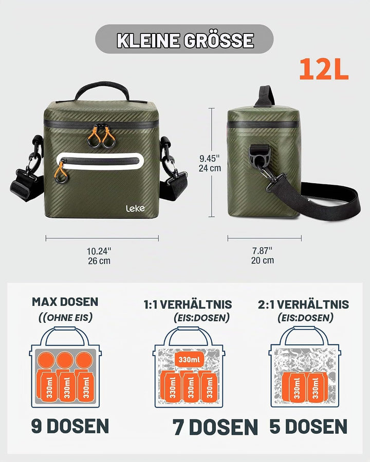 Lekesky 12/20L Verstärkter Isolierter Kühltasche – Tragbarer Kühltasche, Wasserdichter &amp; Undichtheit