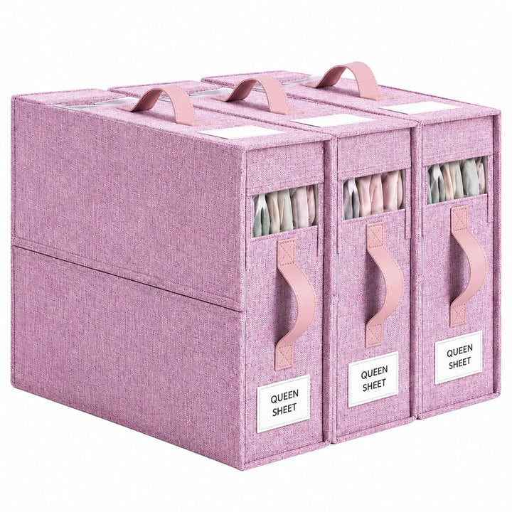 3er-Set Bettwäsche Organizer, über 40% schwerer, Bettwäsche Aufbewahrungsbox mit Sichtfenster, Besch