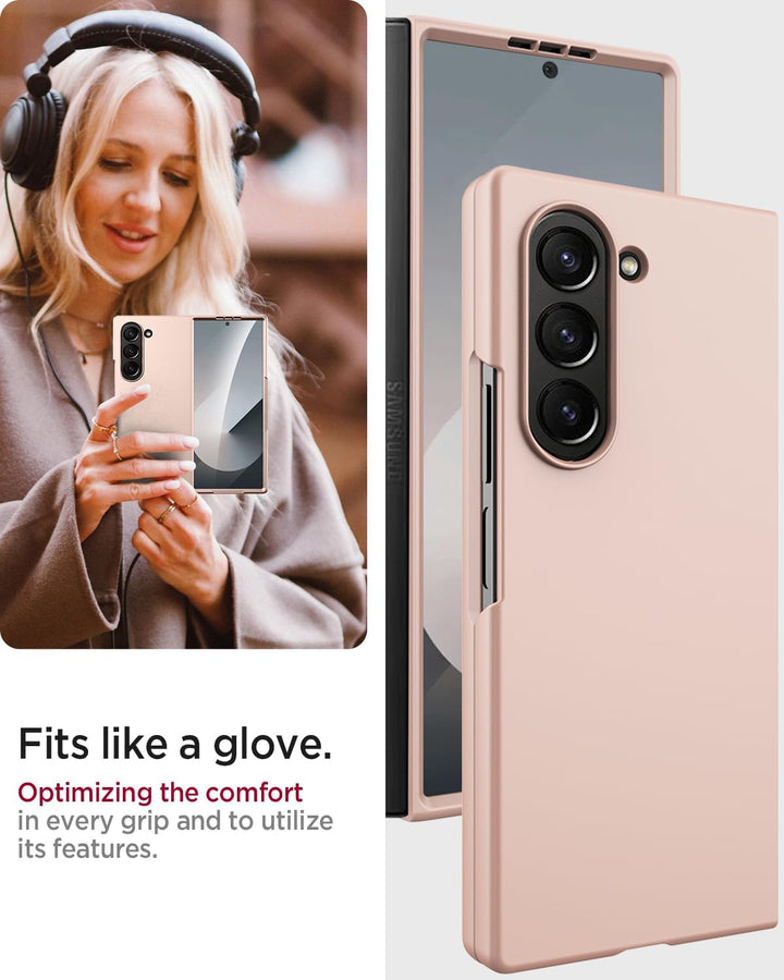 Miimall Handy Hülle für Samsung Z Fold 7 Slim Case mit Schutzglas, Induktives Laden Kompatibel, Mili