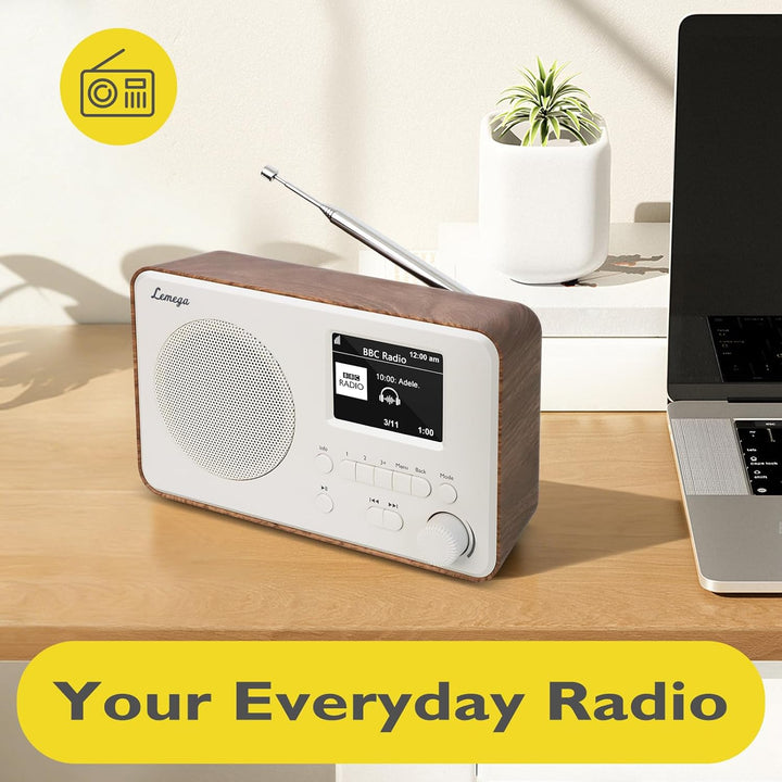LEMEGA DR3-Max DAB/DAB+/UKW-Digitalradio – Bluetooth-Streaming, tragbares Radio mit 2,4-Zoll-Farbdis