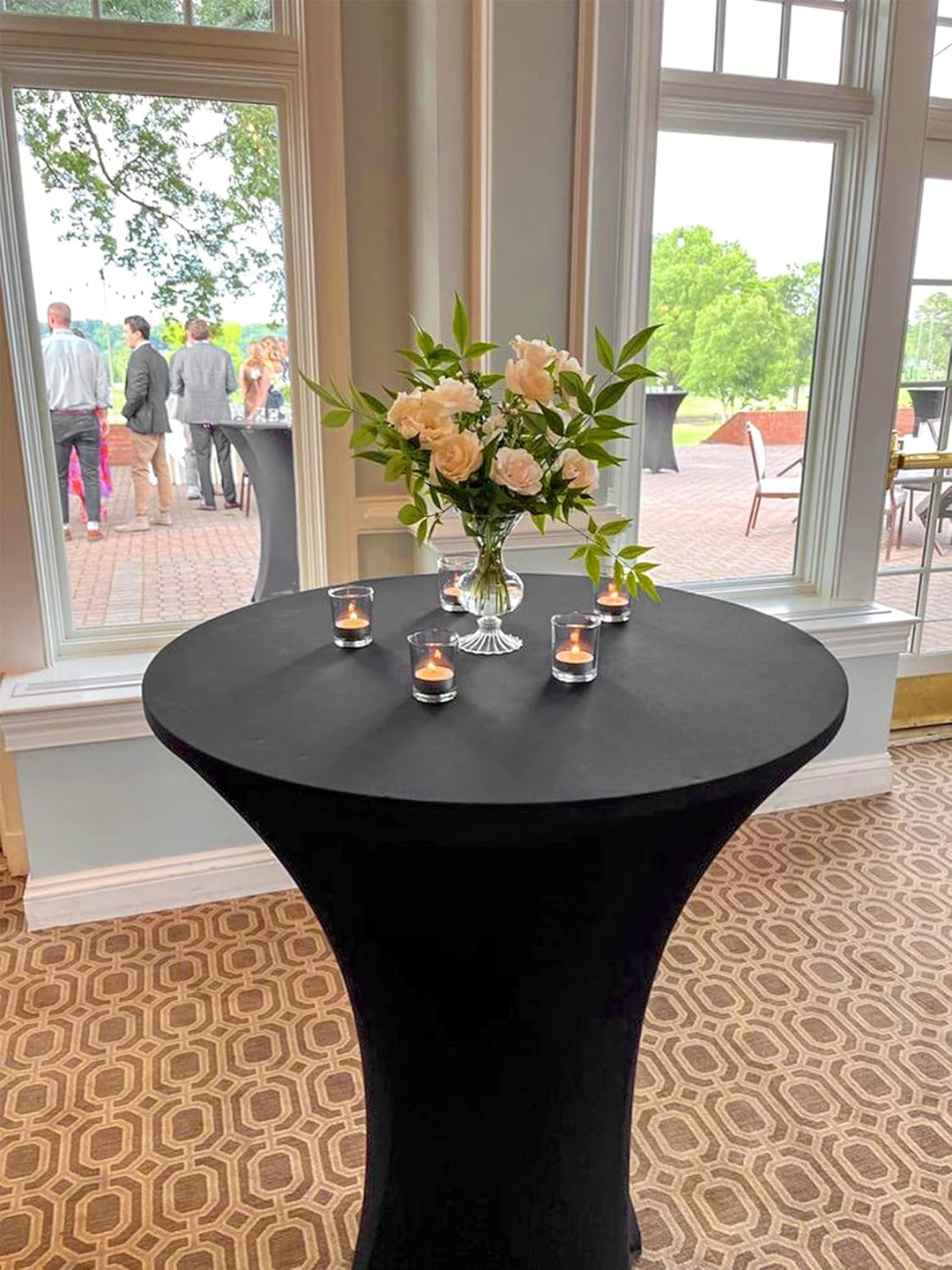 4er-Set Stretch Stehtisch Husse für Bistrotisch Ø 80-85 cm Elegante ,Verstärkung im Fussbereich,40°C