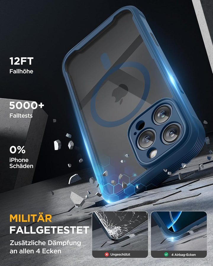 Miracase Glas Serie für iPhone 16 Pro Max Hülle mit Magsafe, [Zauberhafte Kamerasteuerung & 360 Mili