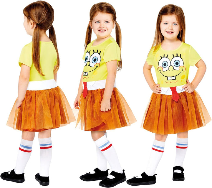 Amscan - Kinderkostüm Spongebob Schwammkopf, Kleid und Socken, Serie, Karneval, Motto-Party 110, 110