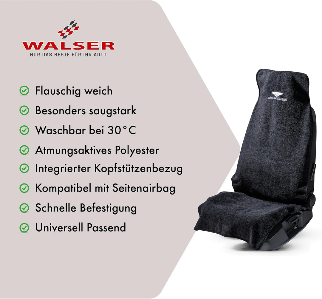 Walser Sitzaufleger Multicover, universal Auto-Sitzauflage, waschbarer Autositz-Überwurf schwarz, Sc