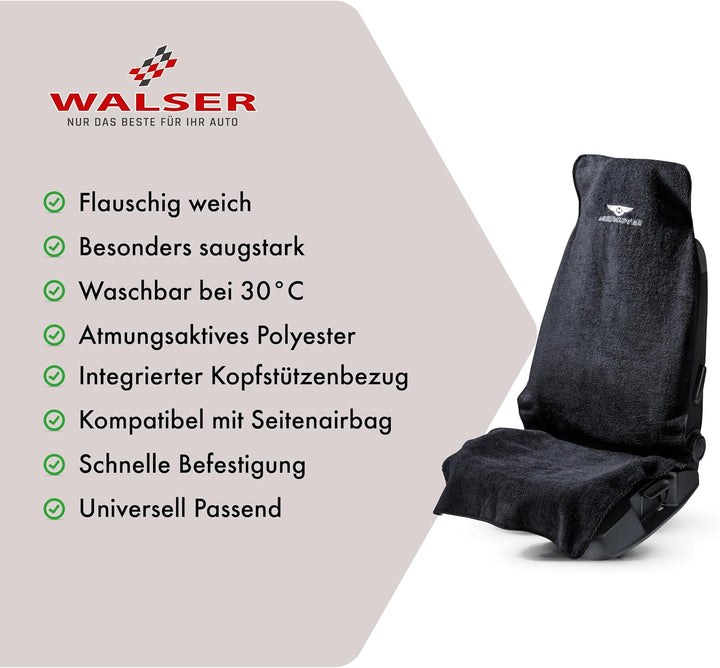 Walser Sitzaufleger Multicover, universal Auto-Sitzauflage, waschbarer Autositz-Überwurf schwarz, Sc