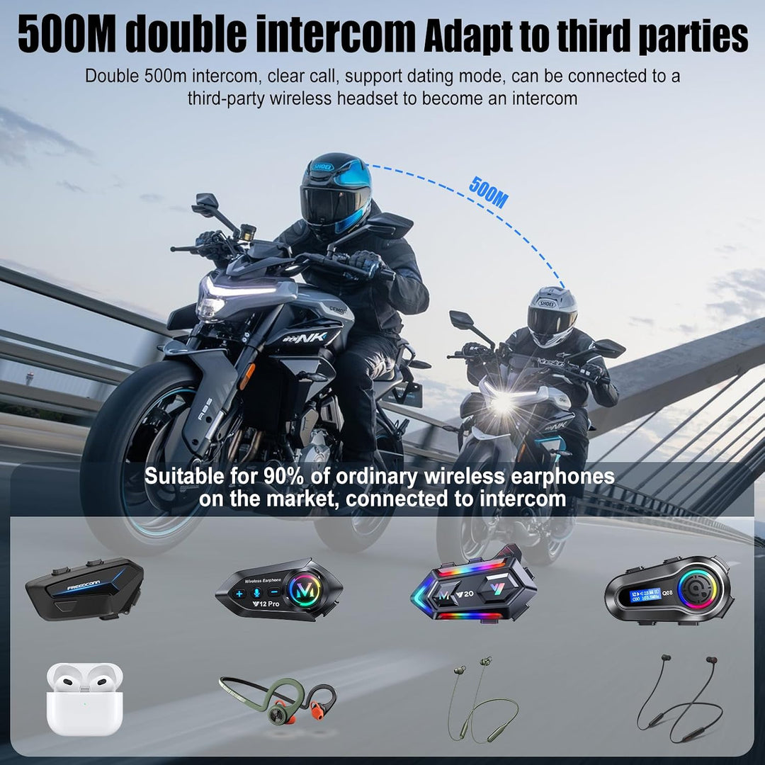 OBEST Bluetooth-Headset für Motorradhelme, Gegensprechanlage für zwei Personen mit einer Reichweite