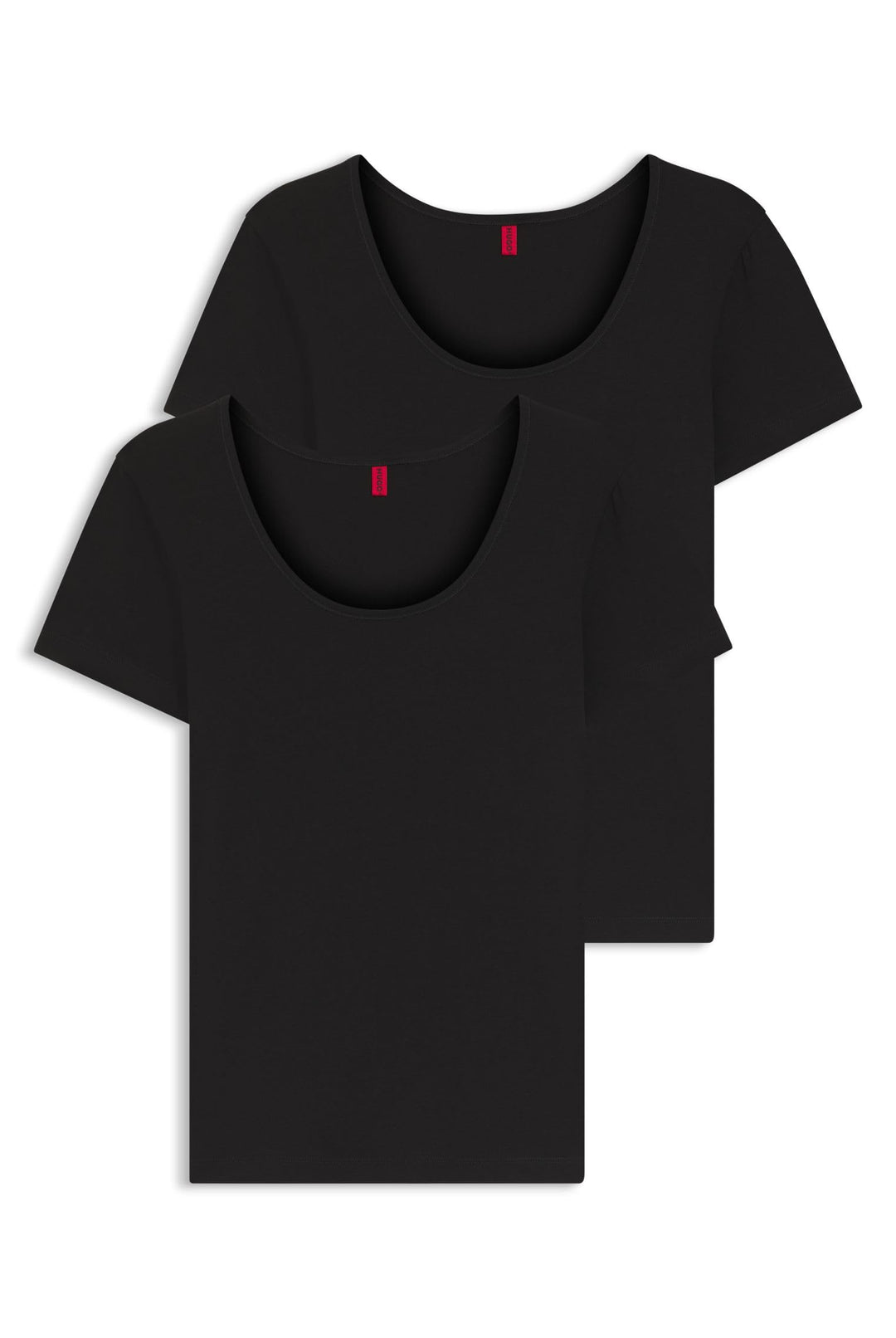 HUGO Damen Twin T-Shirt RN Zweier-Pack T-Shirts aus Stretch-Baumwolle mit Logos, Black1