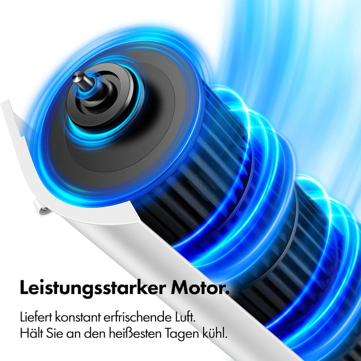 VonHaus Turmventilator 80 cm Weiss, 70° Oszillierender Standventilator mit 2-H Timer, 3 Geschwindigk