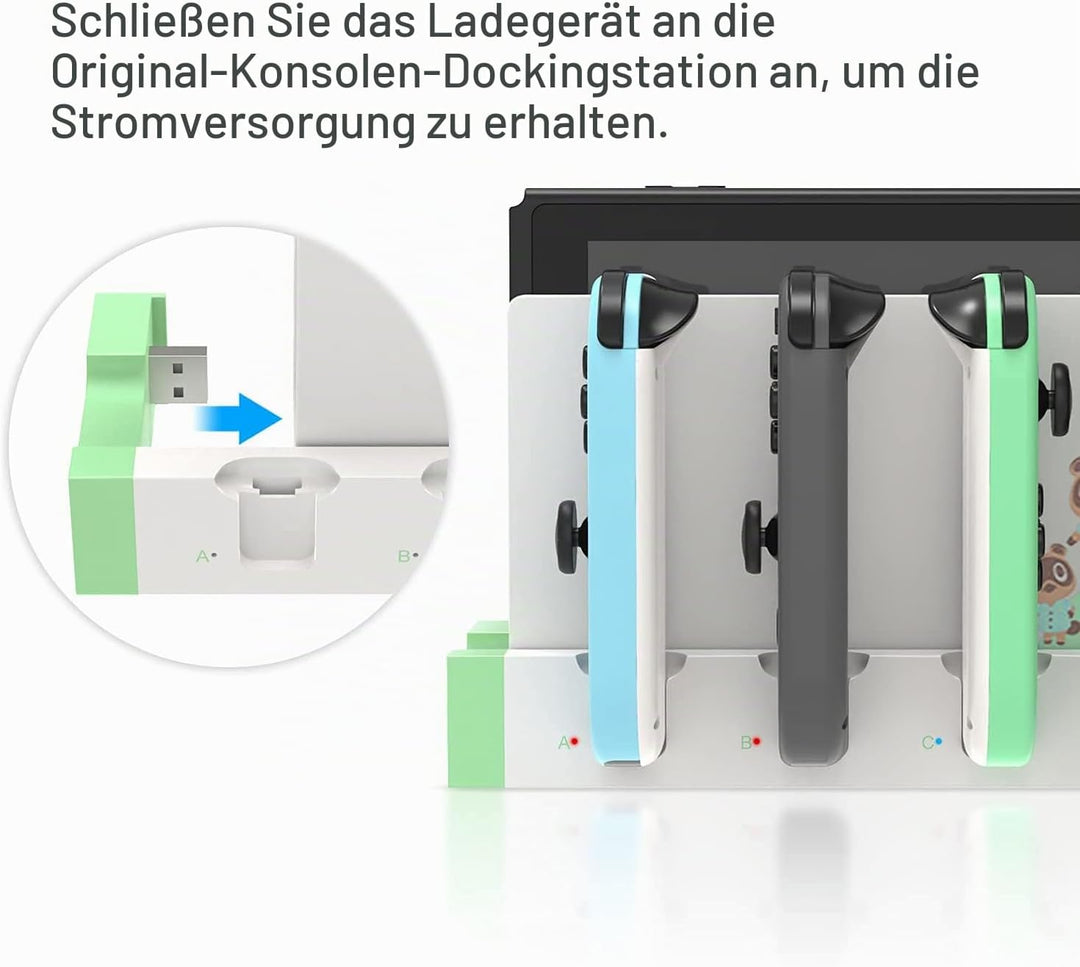 Ladestation kompatibel mit Nintendo Switch & Switch OLED Modell Joycons, Switch Controller Ladegerät
