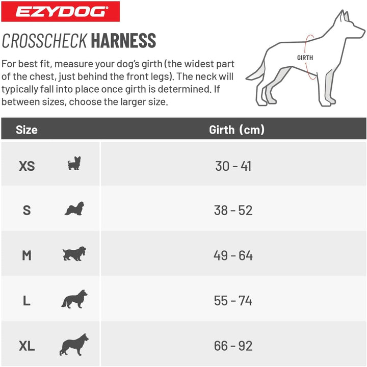 EzyDog Anti Zieh Geschirr Hund - Crosscheck Hundegeschirr für Kleine, Mittelgrosse und Grosse Hunde,
