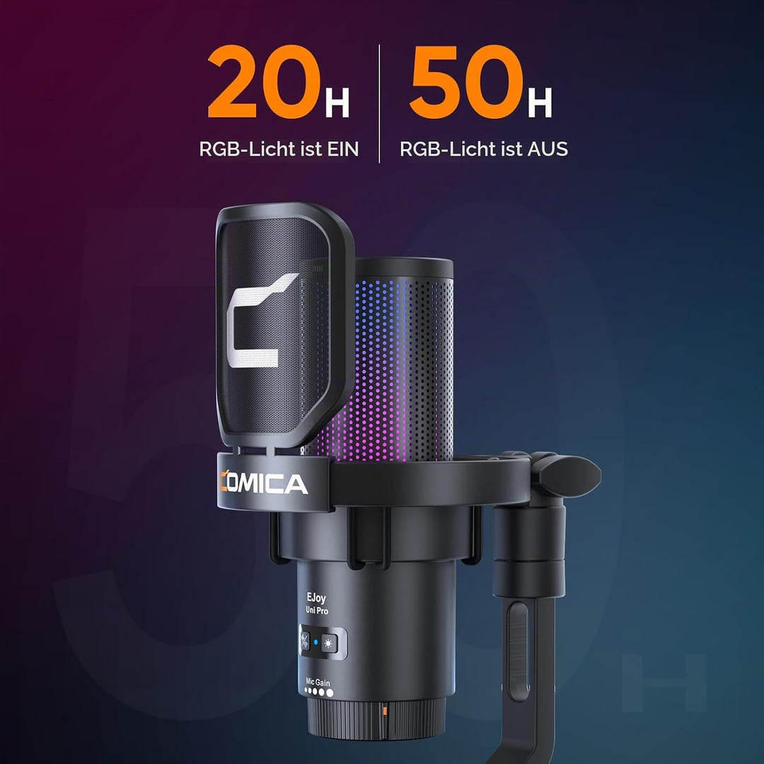 COMICA EJoy Uni Pro Kabellos USB Mikrofon PC, Gaming Mikrofon für Streaming Podcast Studio, PS4/PS5/