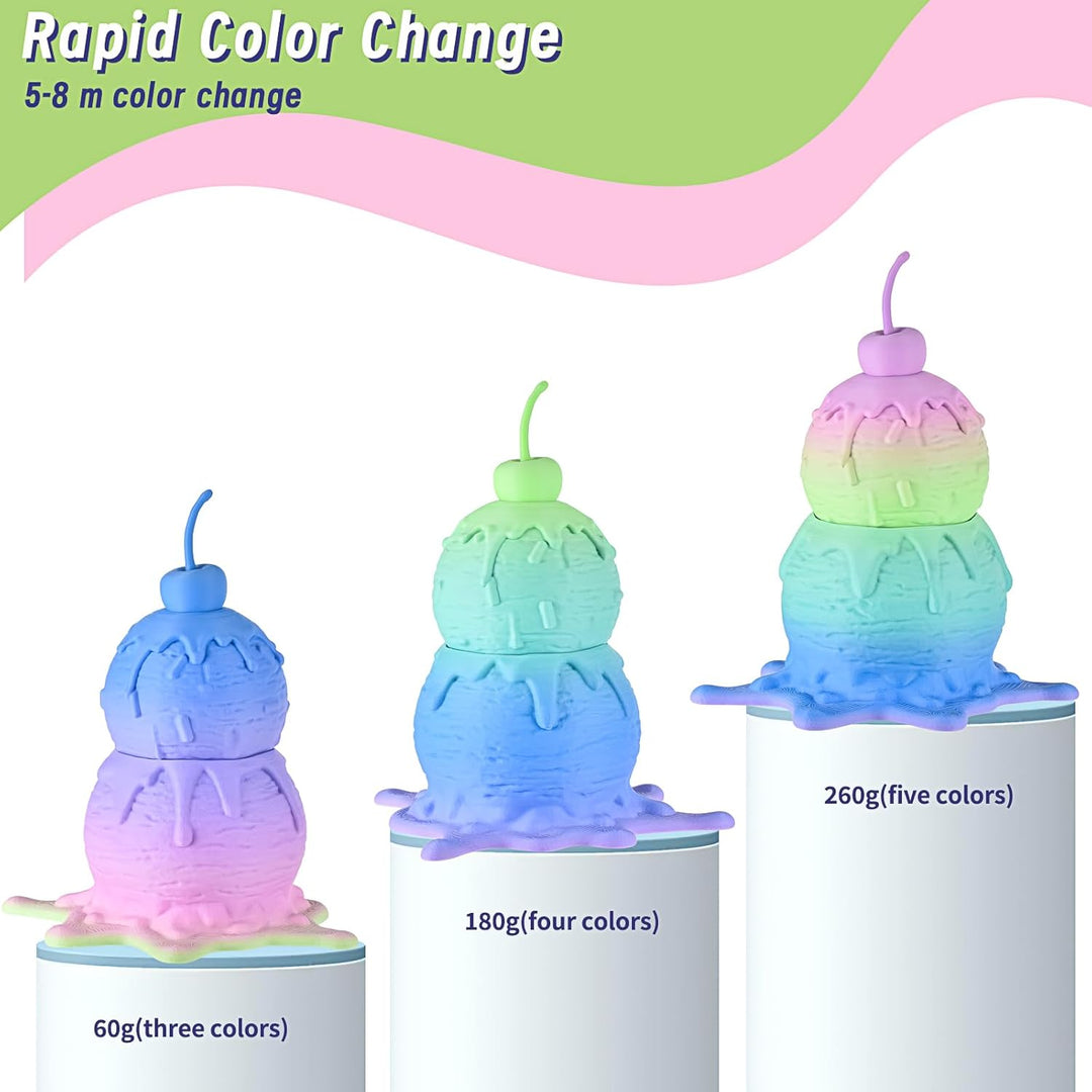 ERYONE Matte PLA 3D Drucker Filament 1.75mm,Multicolor Matte Rainbow PLA Filament, Massgenauigkeit +