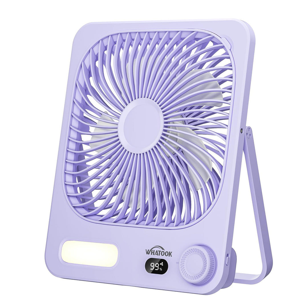Akku Ventilator: 10000mAh 40H Tischventilator Leise mit 100 Stufen, 15s Auto-Aus LED Display, Reinig