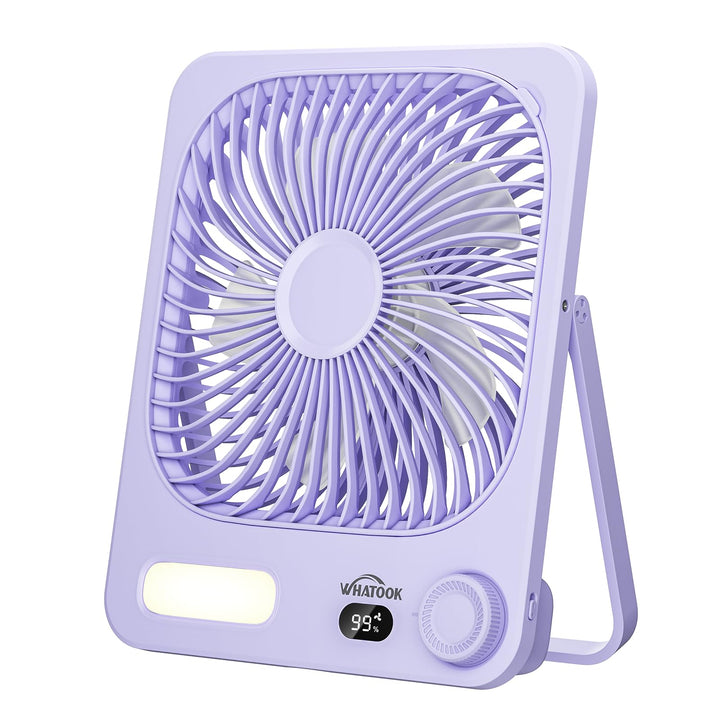 Akku Ventilator: 10000mAh 40H Tischventilator Leise mit 100 Stufen, 15s Auto-Aus LED Display, Reinig