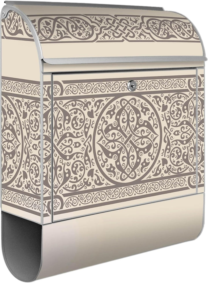 banjado Design Briefkasten 38,5x46,5x13cm & 2 Schlüssel - Briefkasten Stahl Silber mit Zeitungsfach