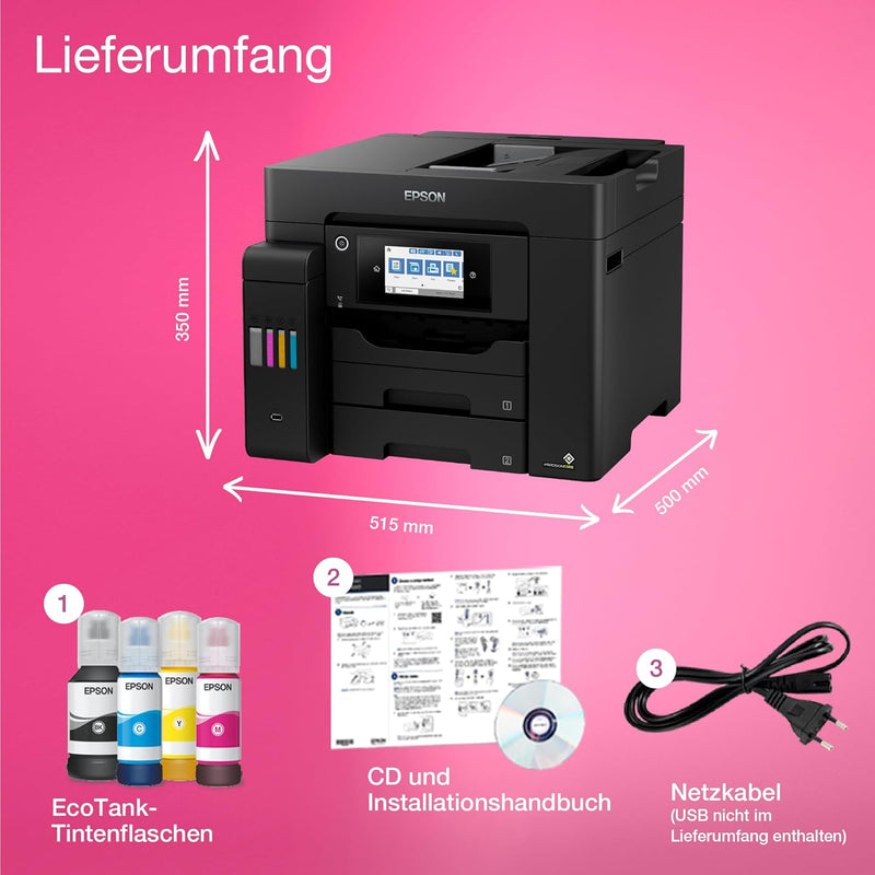 Epson EcoTank ET-5850 DIN-A4-Multifunktions-WLAN-Tintentankdrucker mit Fax, ET-5850