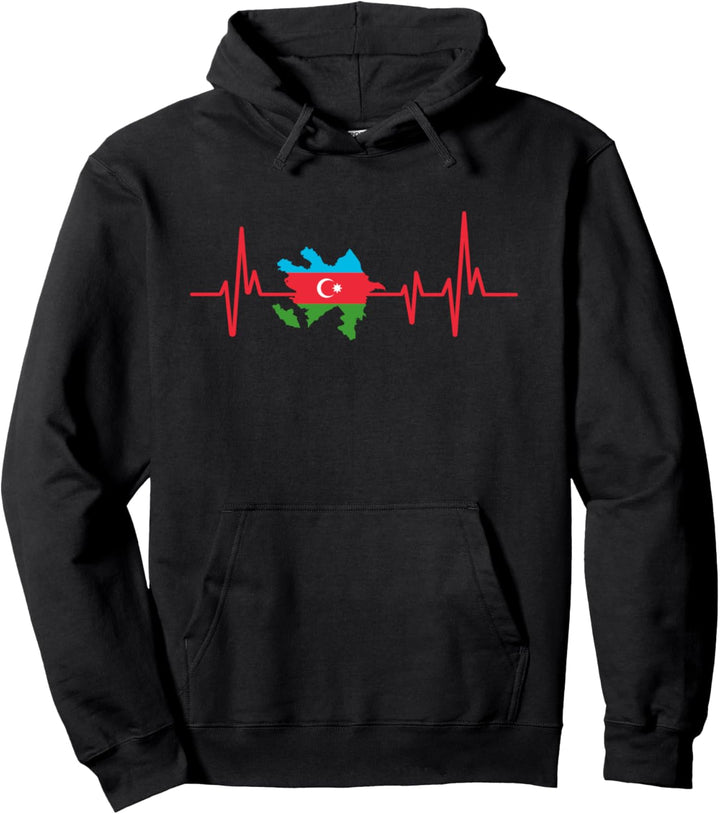 Aserbaidschanische Flagge Herzschlag Design Aserbaidschan Pullover Hoodie