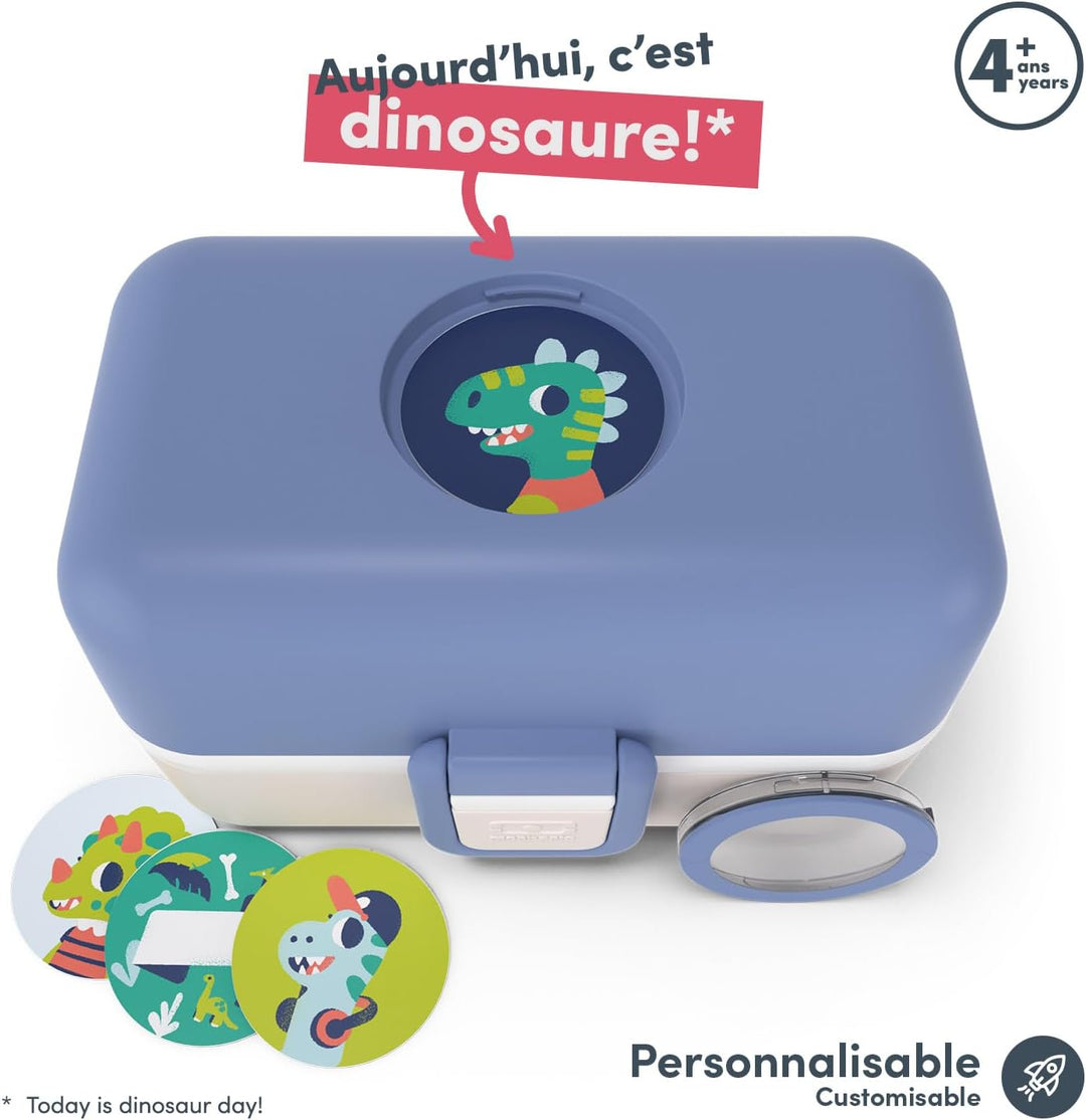 monbento - Lunchbox Kinder Tresor blau/cream - Brotdose Kinder mit 3 Fächern - Ideal für Mittagessen