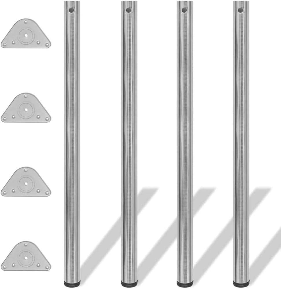 vidaXL 4X Ø60mm Tischbein Tischbeine Tischfüsse Möbelbein Stützfuss stabil 110cm 1100 mm Nickel-gebü