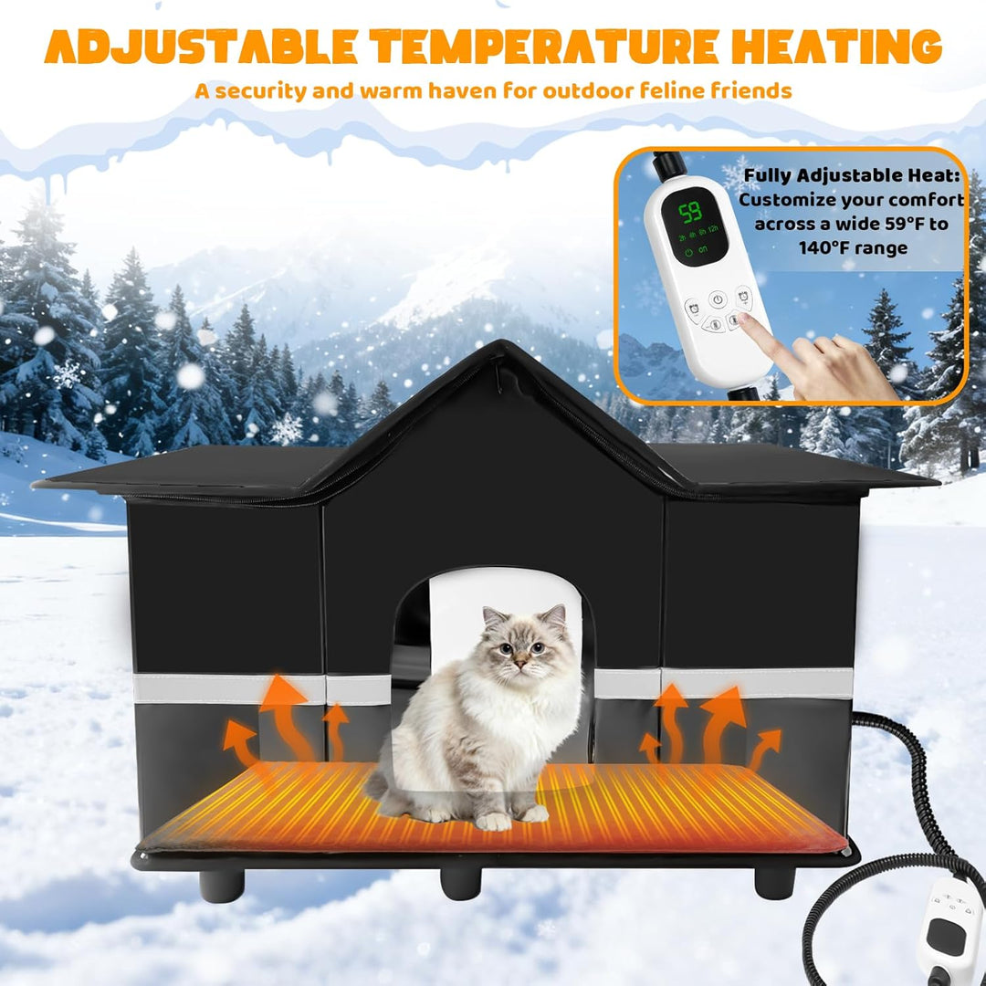 Homegroove Beheiztes Katzenhaus Outdoor - Winterfests Isoliertes Katzenhaus für Draussen mit Heizpad