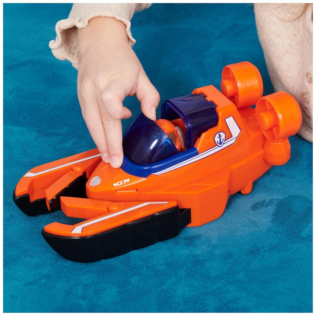 PAW PATROL, Aqua Pups - Basis Fahrzeug Spielzeugauto im Hummer-Design mit Zuma Welpenfigur, Spielzeu