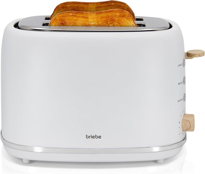 briebe Nordic Toaster mit breitem Schlitz, Toaster für 2 Scheiben, 6 Röststufen, Aufwärmfunktion, Ab