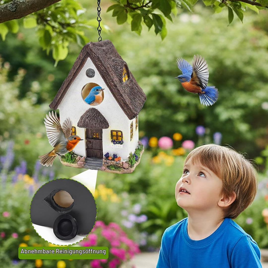 Vogelhaus zum Aufhängen, Wetterfest Nistkasten für Vögel mit 35 mm Einflugloch, Dekoration Vogelhäus