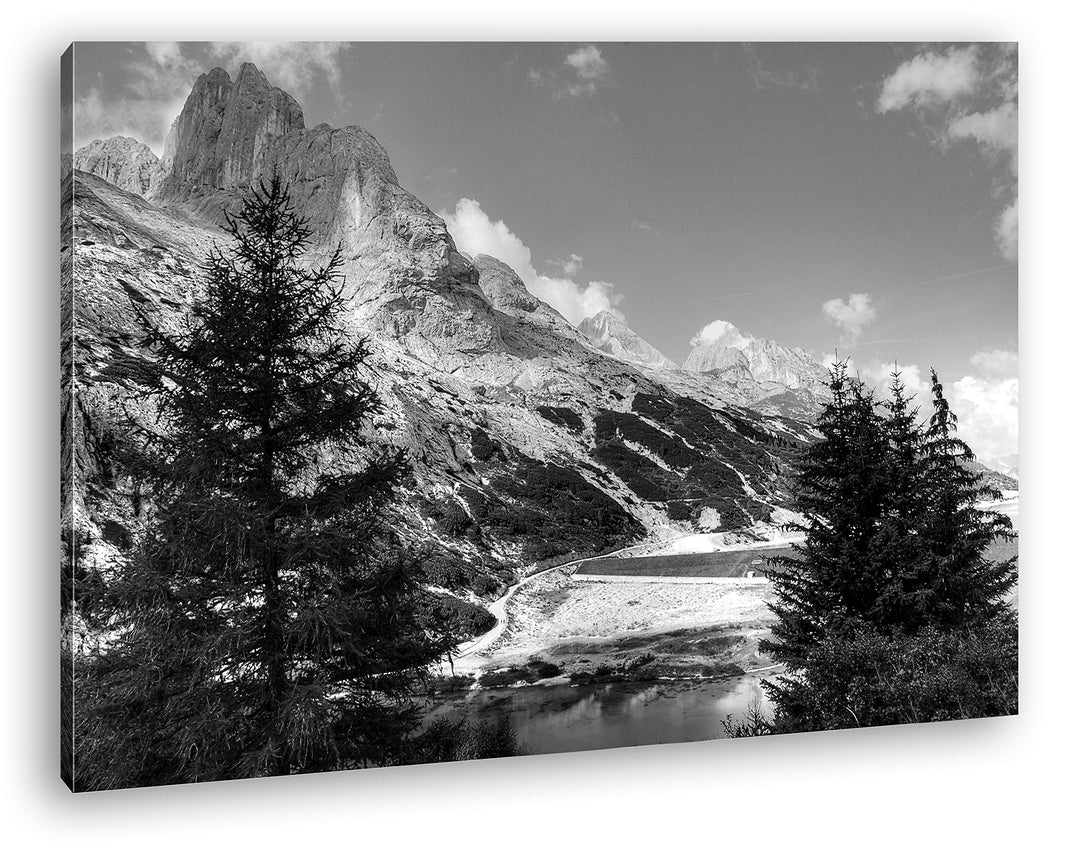 deyoli Berge in Südtirol Format: 100x70 Effekt: Schwarz&amp;Weiss als Leinwandbild, Motiv fertig gerahmt