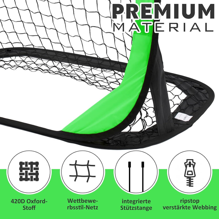 RUNBOW Pop-Up-Fussballtor, tragbar, für Hinterhof, Outdoor-Spass am Strand, 1 x 0,7 m Grün 100 x 67