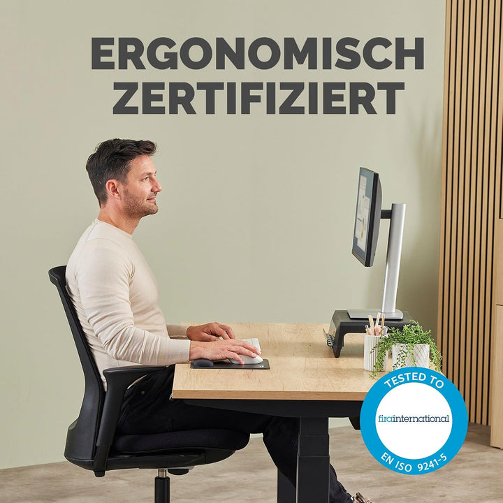 Fellowes Breyta Mauspad mit Handgelenkauflage – Schwarz, ergonomisches Mauspad mit HEX Cushion Techn