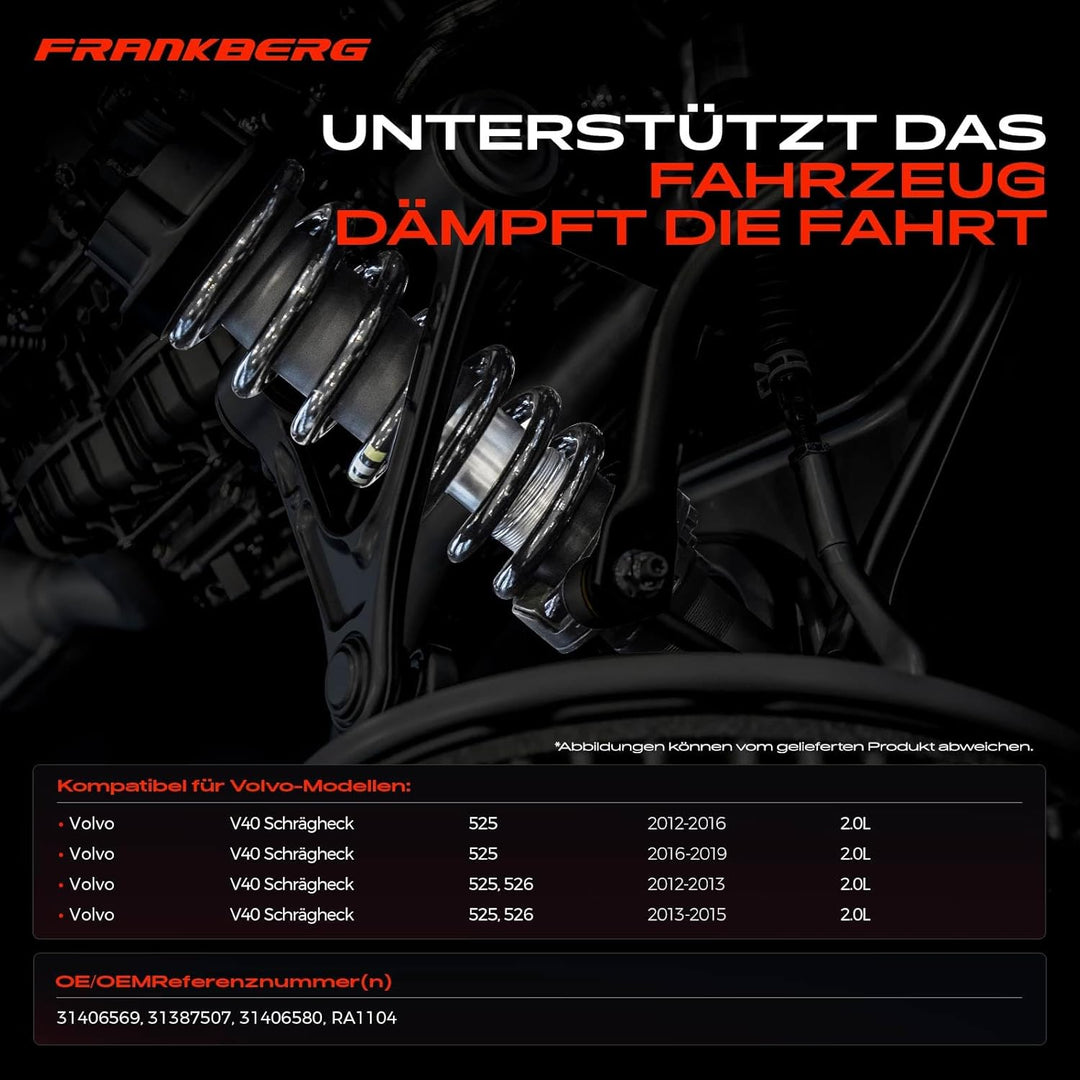 Frankberg 2x Federn Fahrwerksfeder Vorderachse Kompatibel mit V40 Schrägheck D4 2012-2021 V40 Schräg