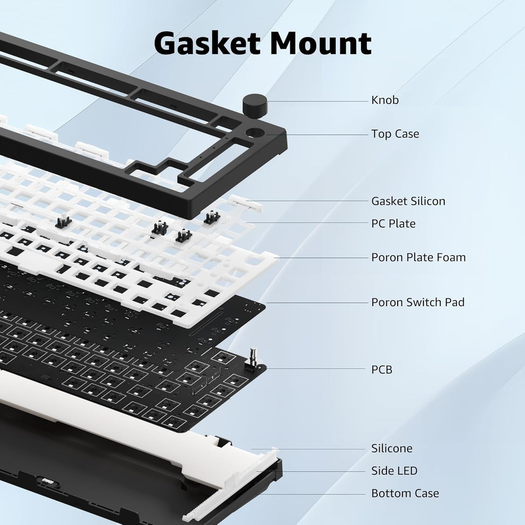 Akko 5075S Mechanische Tastatur Kit, Barebones Gaming Keyboard Wired, Unterstützt QMK/VIA Programmie