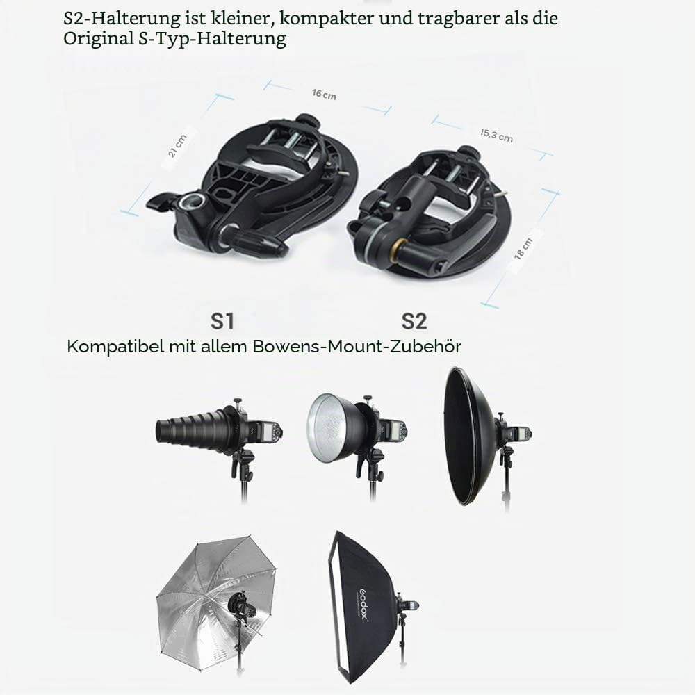 Godox S2 Speedlite S-Type Halterung Bowens Mount Blitzhalter für Godox V1 AD200Pro AD400Pro AD200 AD