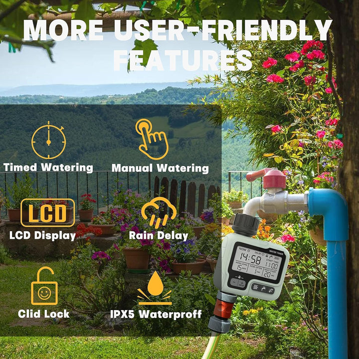 Kazeila Bewässerungscomputer WLAN Water Timer,Programmierbar Bewässerungsuhr mit Regenverzögerung/Au