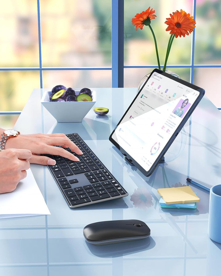 seenda SKM64-3 Bluetooth Tastatur mit Maus, Wiederaufladbare Dualmodus USB & Bluetooth Tastatur aus