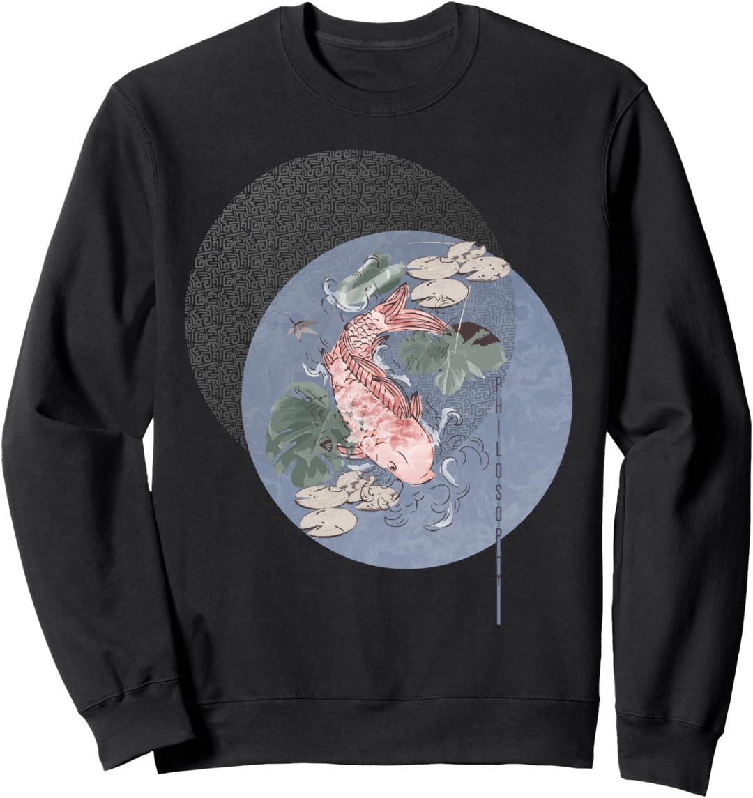 Koi Fisch Teich Seelenfrieden Japanische Yoga Männer Frauen Kinder Sweatshirt
