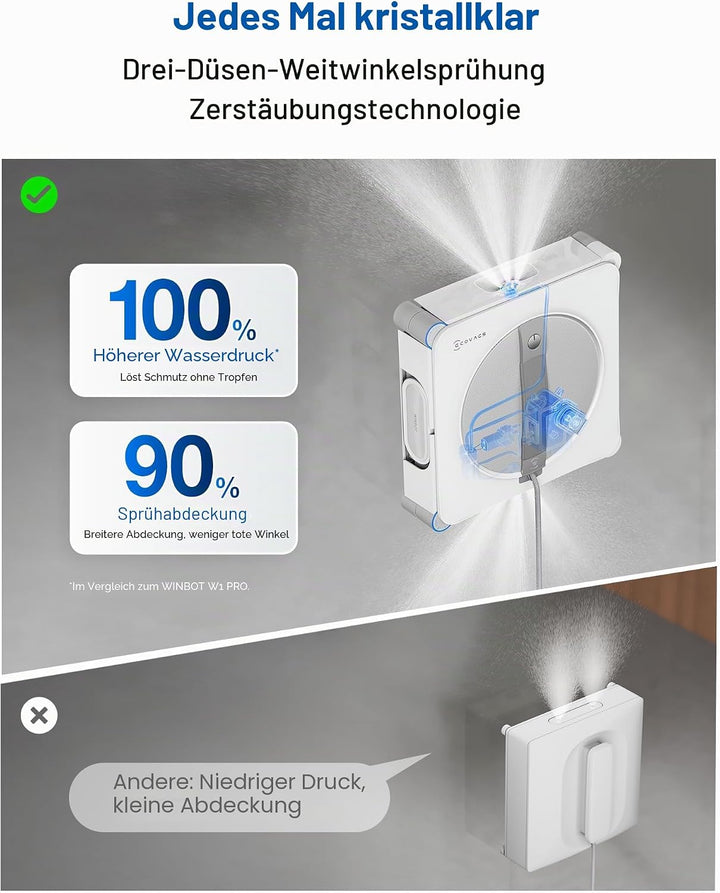 ECOVACS WINBOT W2S Omni Fensterreinigungsroboter, mit 6-in-1-Multifunktionsstation, TruEdge-zu-Rand-