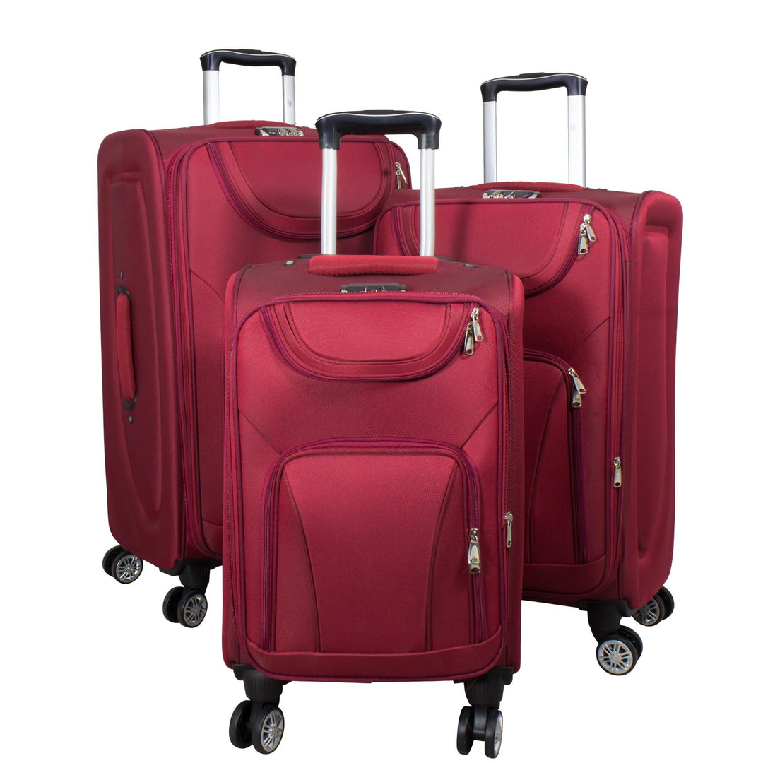 Trendyshop365 Weichgepäck Koffer-Set 3-teilig Maribor 4 Rollen Zahlenschloss Rot Kofferset 3 teilig