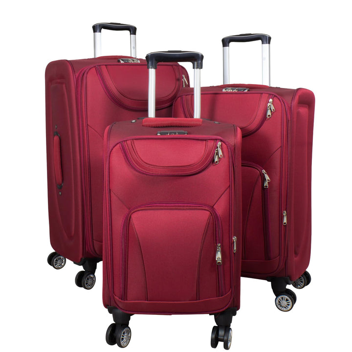 Trendyshop365 Weichgepäck Koffer-Set 3-teilig Maribor 4 Rollen Zahlenschloss Rot Kofferset 3 teilig