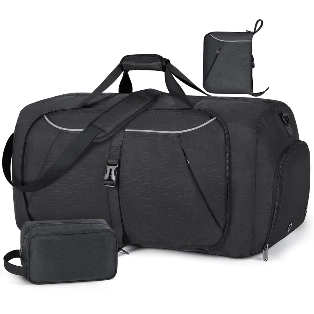 Faltbare Reisetasche 65L 80L 100L Grosse Leichte Sporttasche mit Schuhfach für Herren Damen Weekende