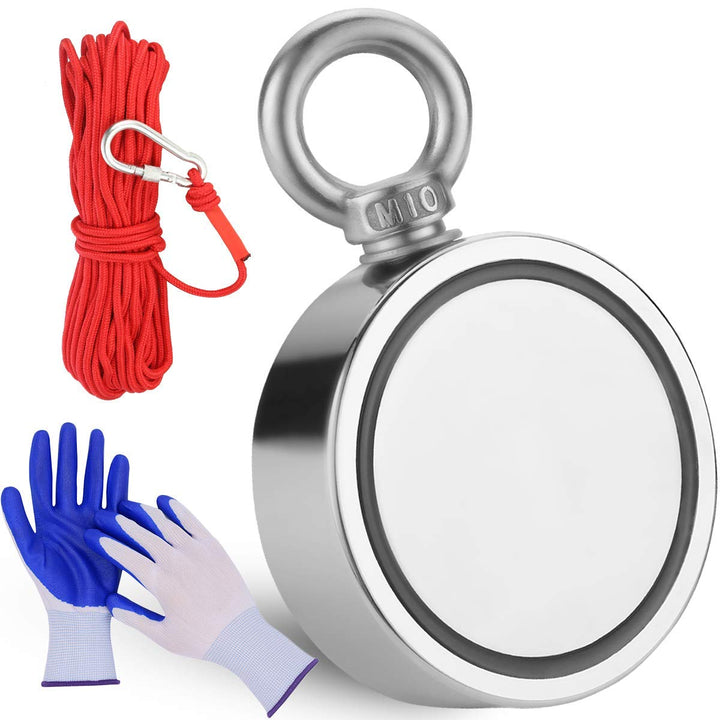 FINDMAG 1000 lbs Zugkraft Magnetfischen, Doppelseitiger Neodym Magnetangeln, Seltenerdmagnete mit 20