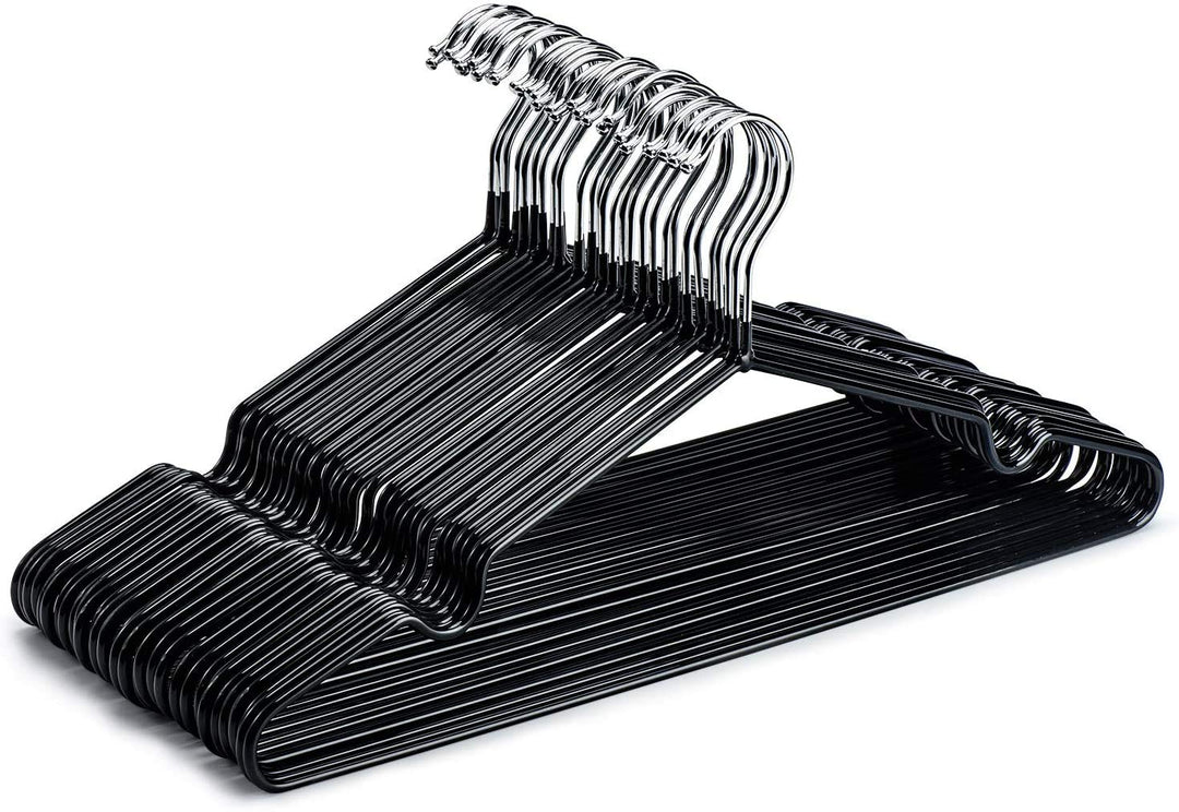 HOUSE DAY Kleiderbügel Schwarz 40 Stück Gummibeschichtet Metall Kleiderbügel Drahtbügel Kleiderbügel