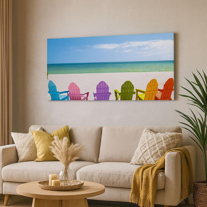 Wandbilder Dekoration Wohnzimmer Sunbed ufer florida Sommer Panorama Bilder auf Leinwand 120x50cm Le