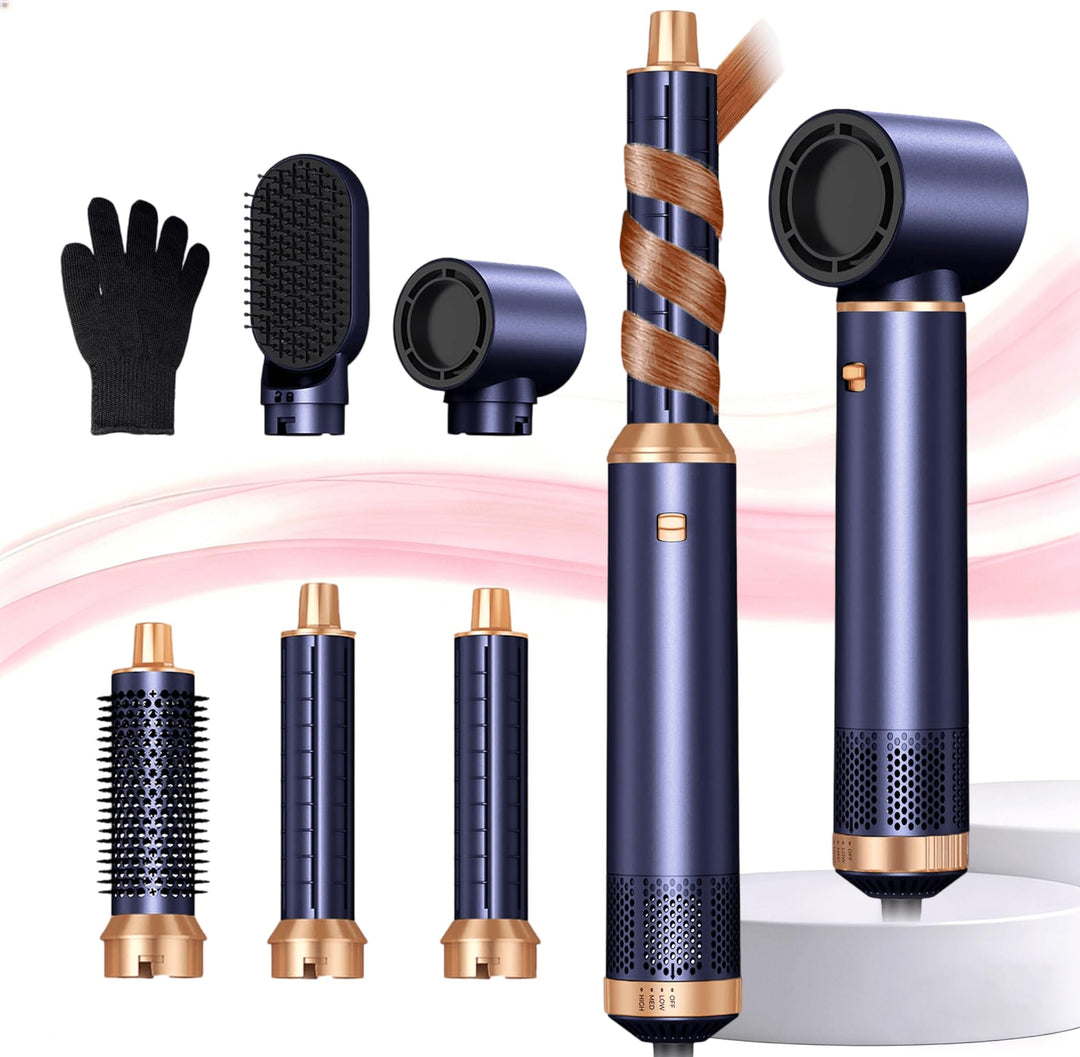 UKLISS Hairstyler 5 in 1 Airbrush Haarstyler | Pro Air Styler Set - 1000W Rundbürstenföhn, Air Curle