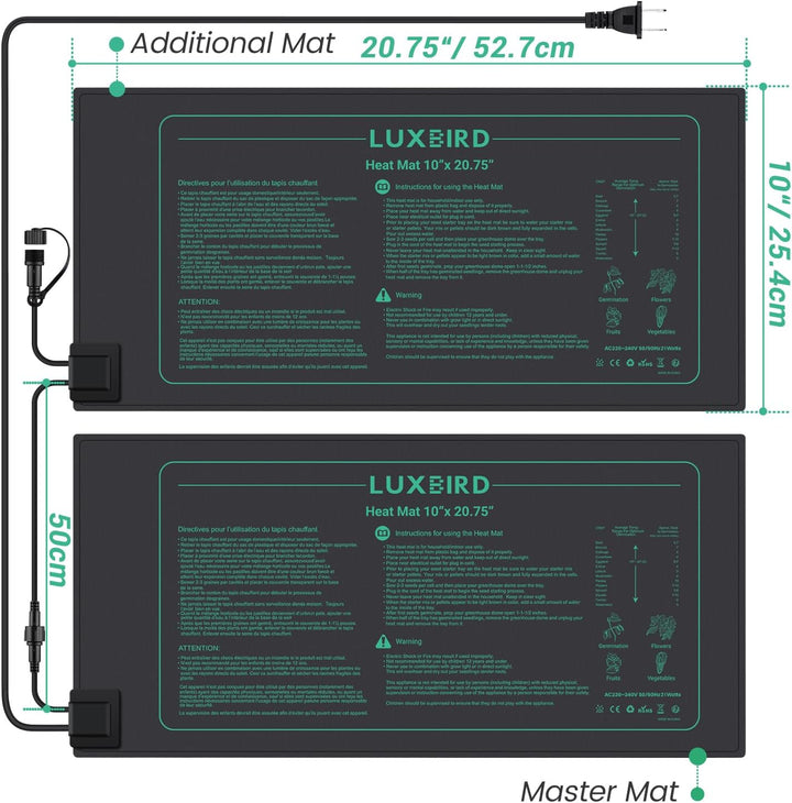 Luxbird Heizmatte Wärmematte für Sämling Germination, 4 Stück Heizmatten, Eins-zu-viele-Steuerung, Z