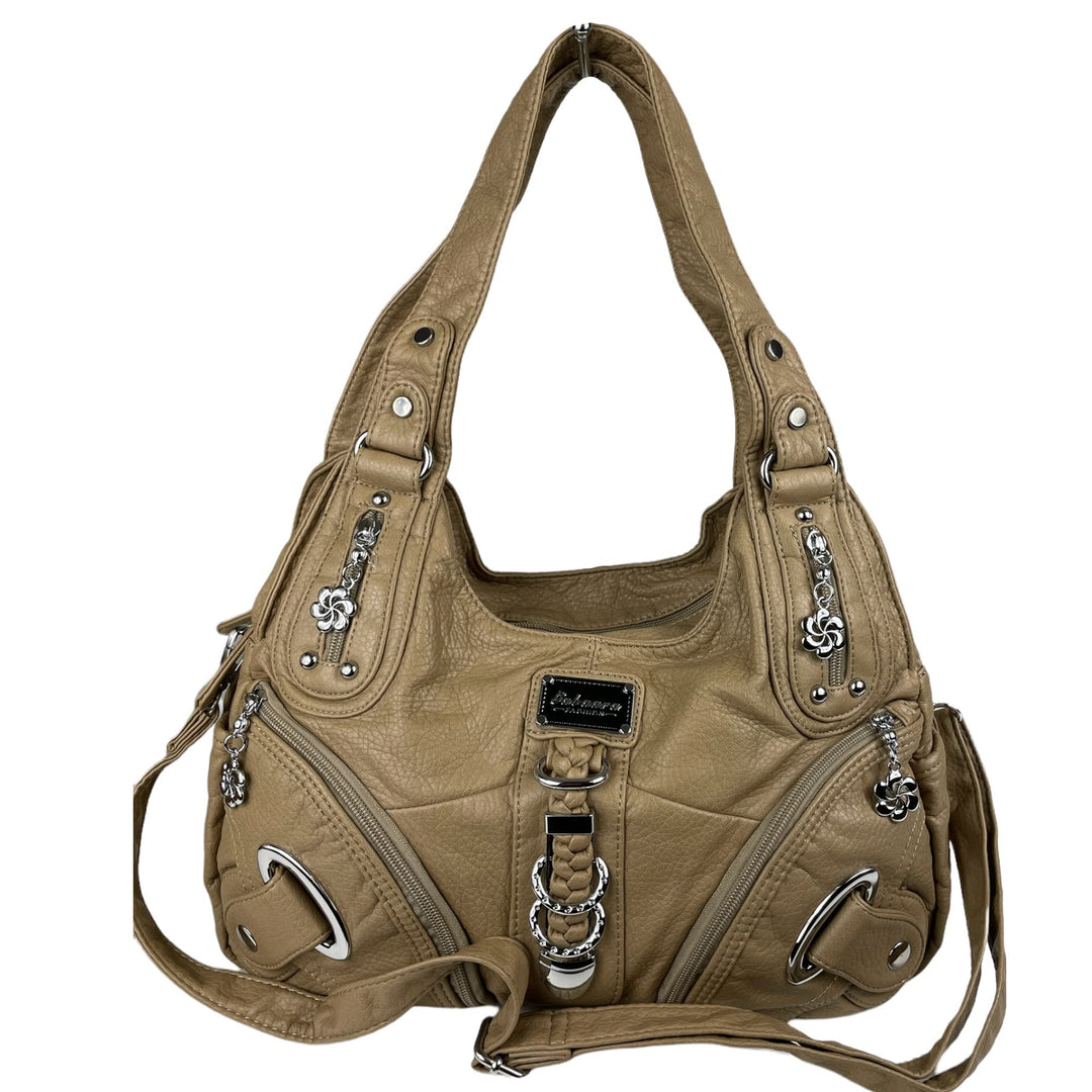kennydoo Damen Handtasche/viele Fächer/Schulter-Trageriemen/modern & sportlich / AK11282- Beige, Bei