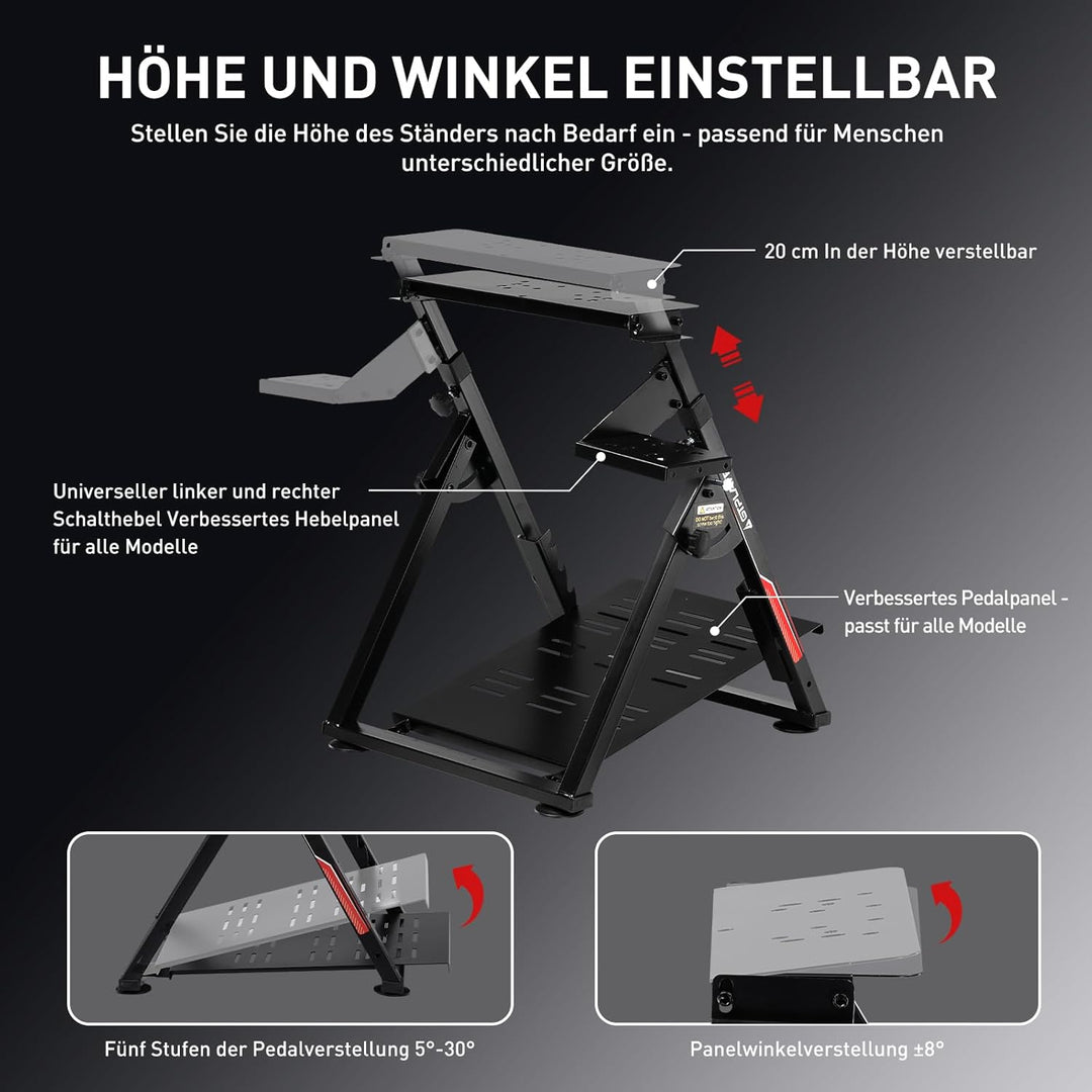 GTPLAYER Lenkradständer für Lenkrad Gaming Wheel Stand Racing Lenkradständer mit V1 V2 Schalthebelha